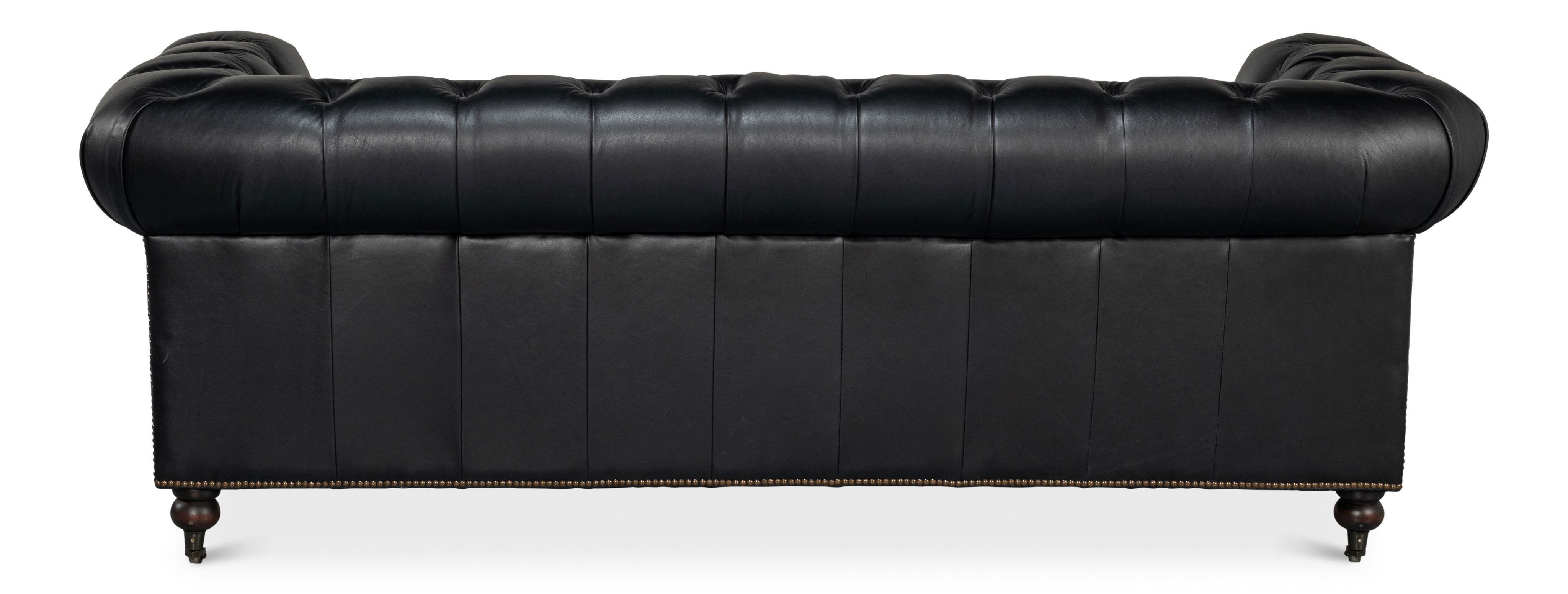 Castered Chesterfield Sofa,Onyx Black, Sofas & Sectional by Sarreid, 89" length x 38" width x 32" height View 3