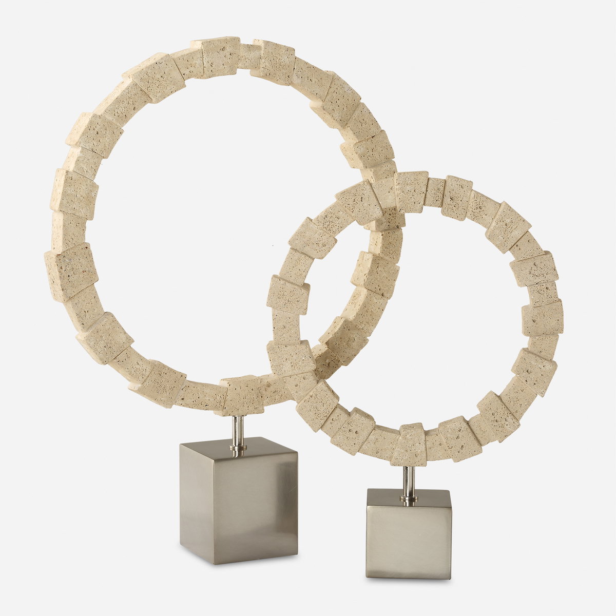 Ivory Fusion Stone Rings Set/2, Decorative by Uttermost, 16.5" width x 22.75" height x 16.5" depth View 1