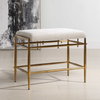 Karleen Plush White Small Brass Bench, Benche by Uttermost, 25.75" width x 21" height x 15" depth thumbnail 2