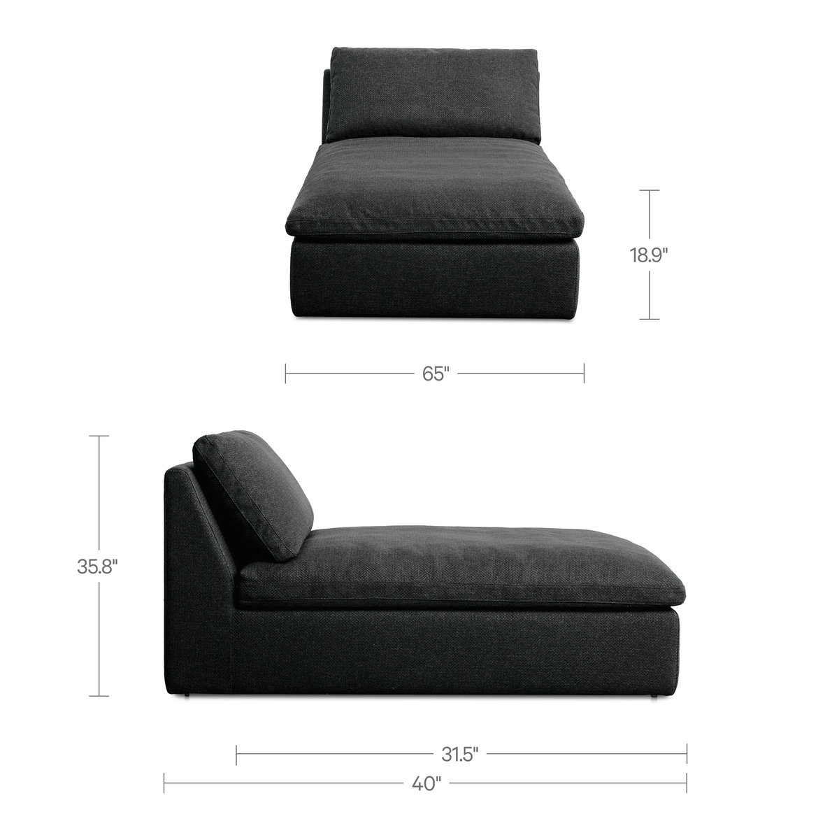 Miles Outdoor Chaise Speckled Charcoal, Chaise Lounges & Daybed by Moe's Home, 65" width x 35.8" height x 40" depth View 9