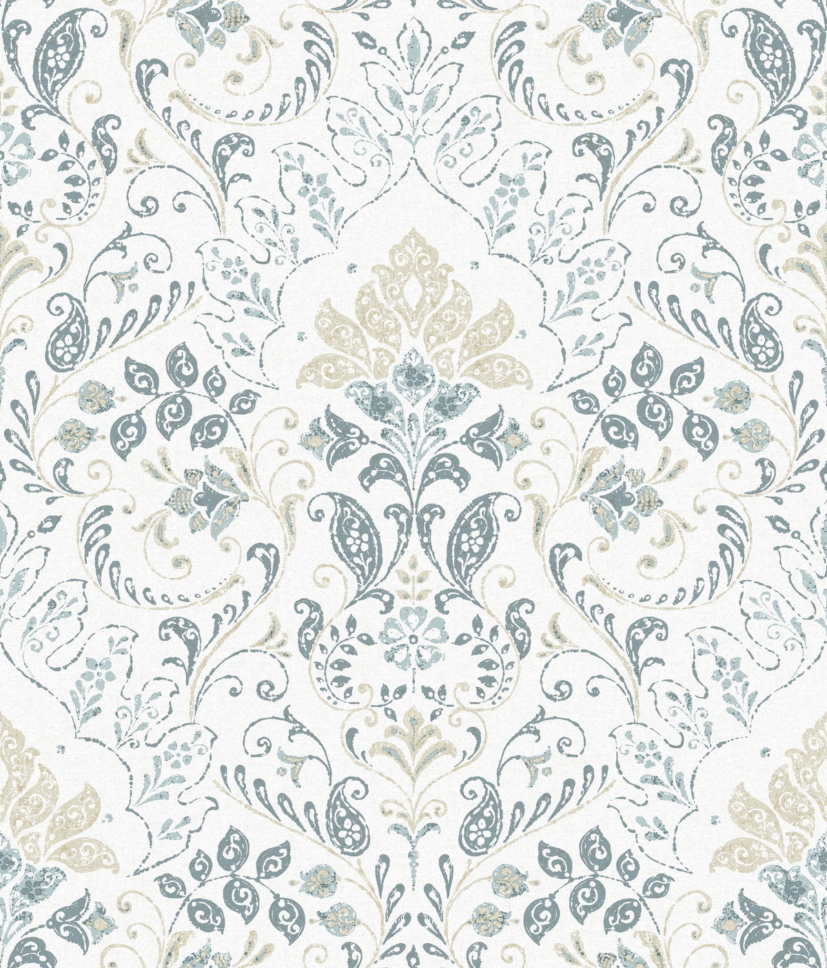 Persian Damask Blue Peel & Stick Wallpaper, by York Wall, 16'6" length x 1'8.5" width x 0.02" depth