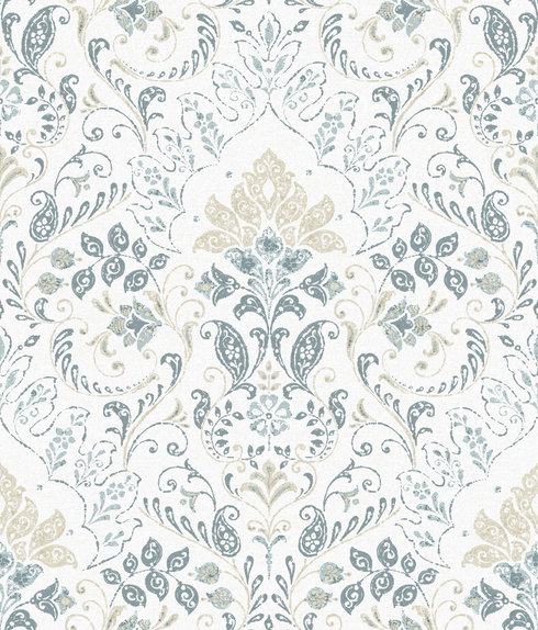 Persian Damask Blue Peel & Stick Wallpaper