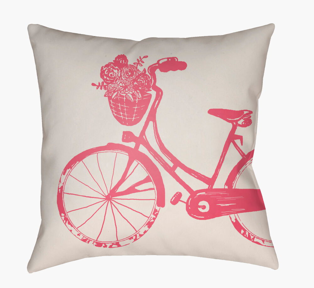 Bicycle Accent Pillow, Decorative Pillow by Surya, 18" length x 18" width