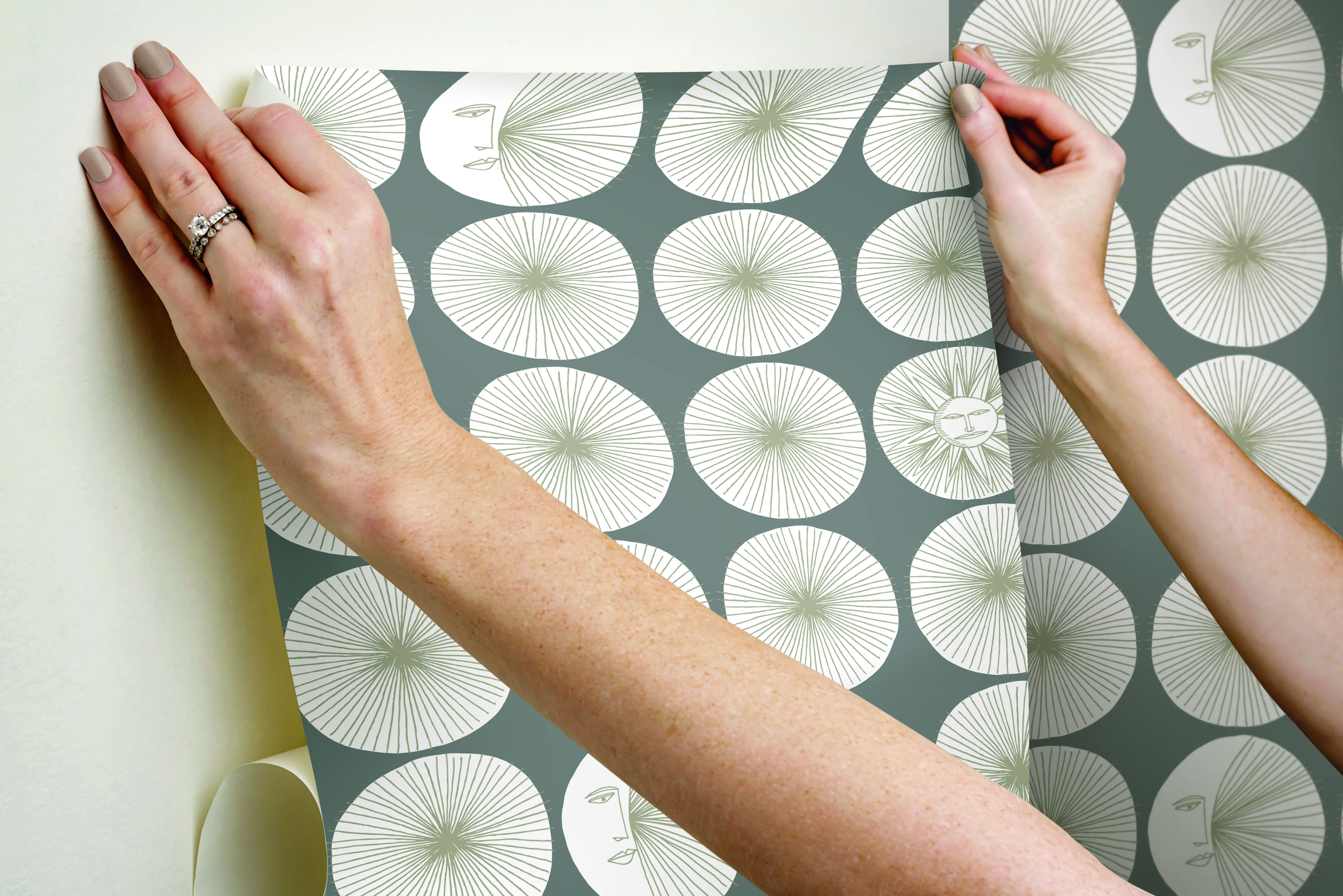Soho Starburst Grey Peel & Stick Wallpaper large image 