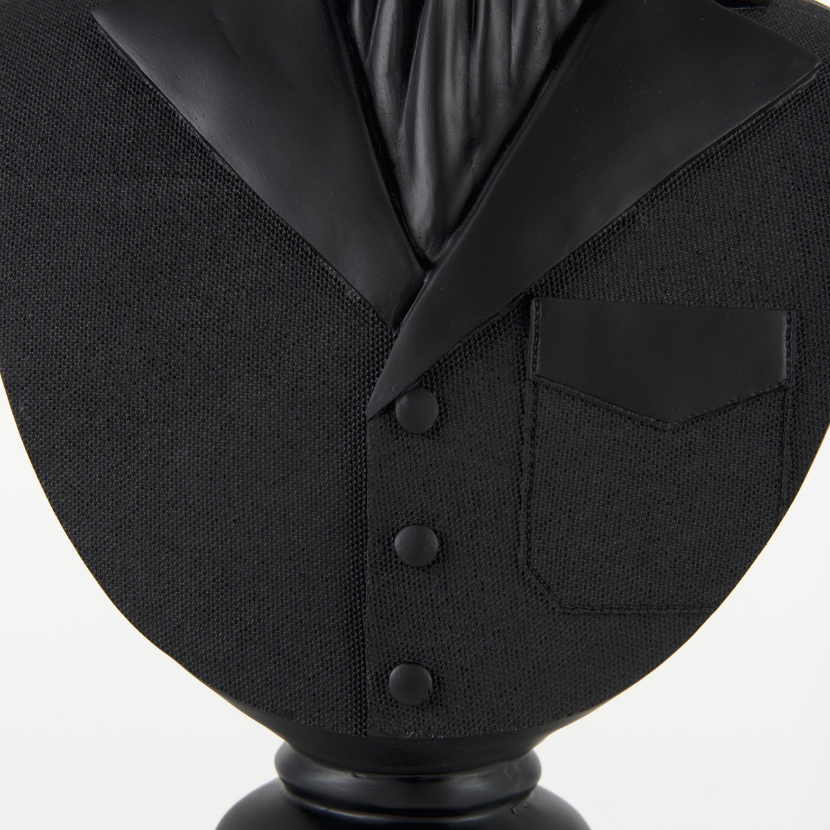 Mozart 22.5H Black Painted Resin Deer In A Suit Bust, Decorative Object by Mercana, 8.2" length x 6" width x 22.5" height View 9