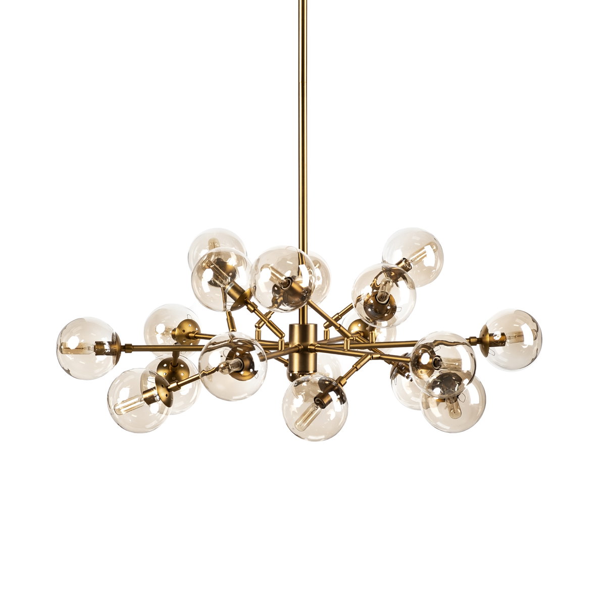 Rudyard Glass Globe and Gold Metal Chandelier, by Mercana, 50.5" length x 50.5" width x 16" height View 1