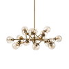 Rudyard Glass Globe and Gold Metal Chandelier, by Mercana, 50.5" length x 50.5" width x 16" height thumbnail 1