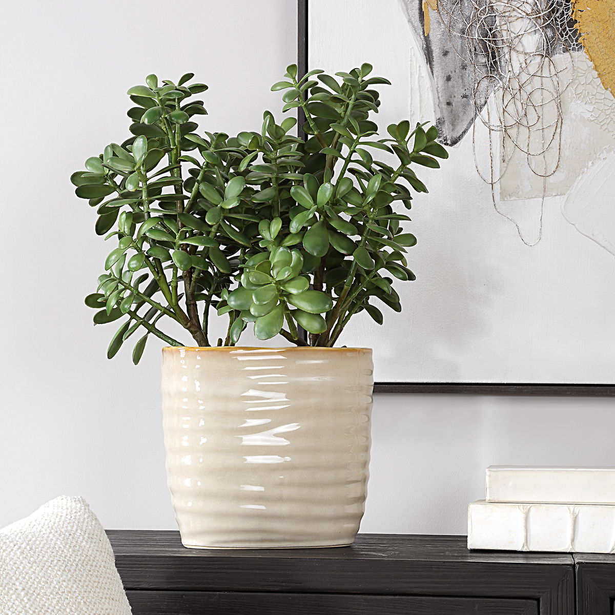 Crassula Jade Accent Plant, Artificial Plants & Flower by Uttermost, 18" width x 23.5" height x 13.75" depth View 2