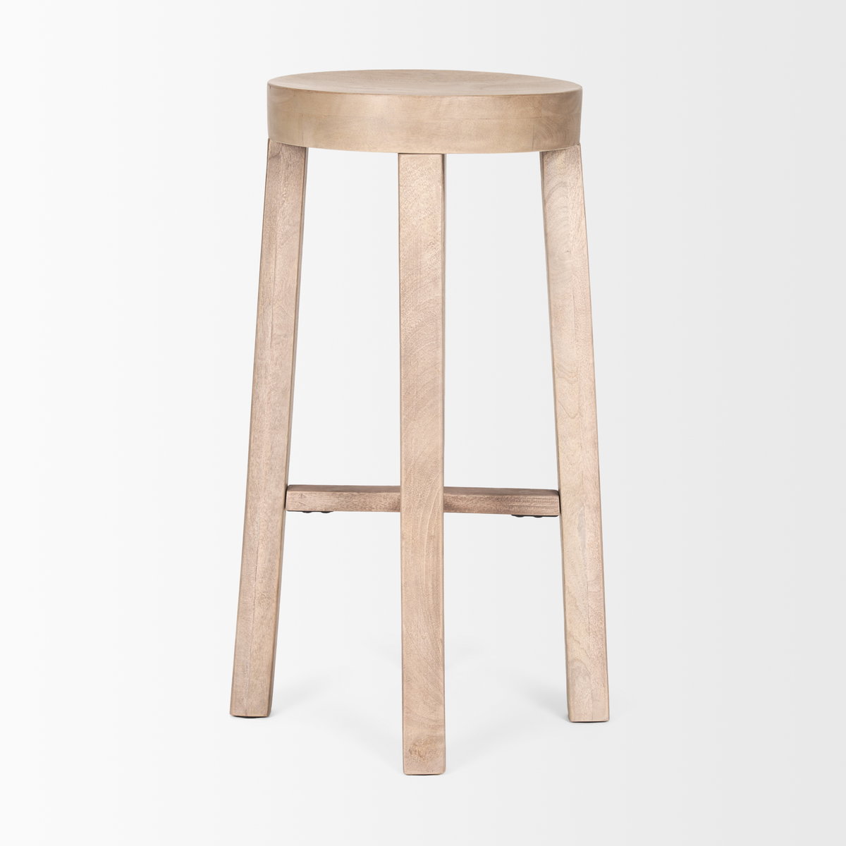 Brahma Backless 30in Seat Bar Stool | White Washed Wood, Counter & Bar Stool by Mercana, 14.5" length x 14.5" width x 30" height View 7
