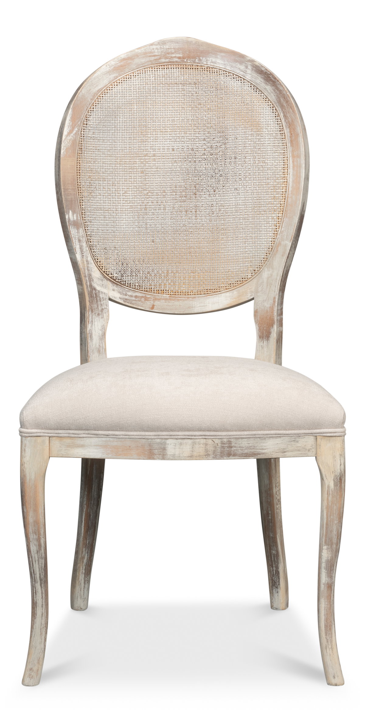 Oval Cane Back S/Chair Grey Oak  Taupe, by Sarreid, 2' length x 1'9" width x 3'5" height View 2