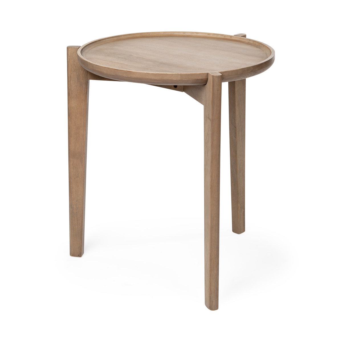 Cleaver I 22 x 24 Round Top Brown Solid Wood Accent Table, Side & End Table by Mercana, 23.5" length x 23.5" width x 24" height View 1