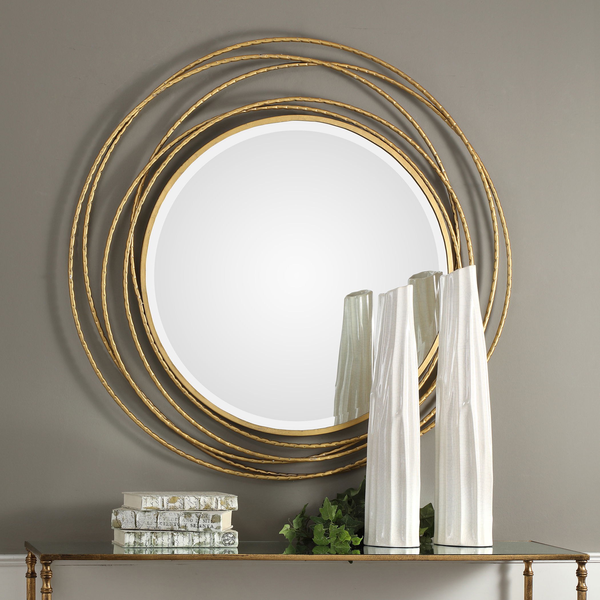 Whirlwind Gold Round Mirror large image 