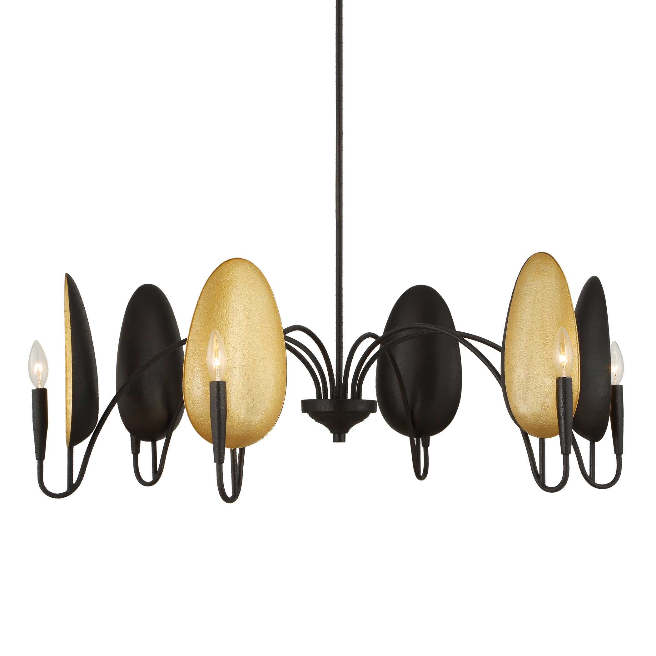 Warwick 6 Light Matte Black Chandelier, Ceiling Light by Uttermost, 19" height x 41.5" diameter View 1