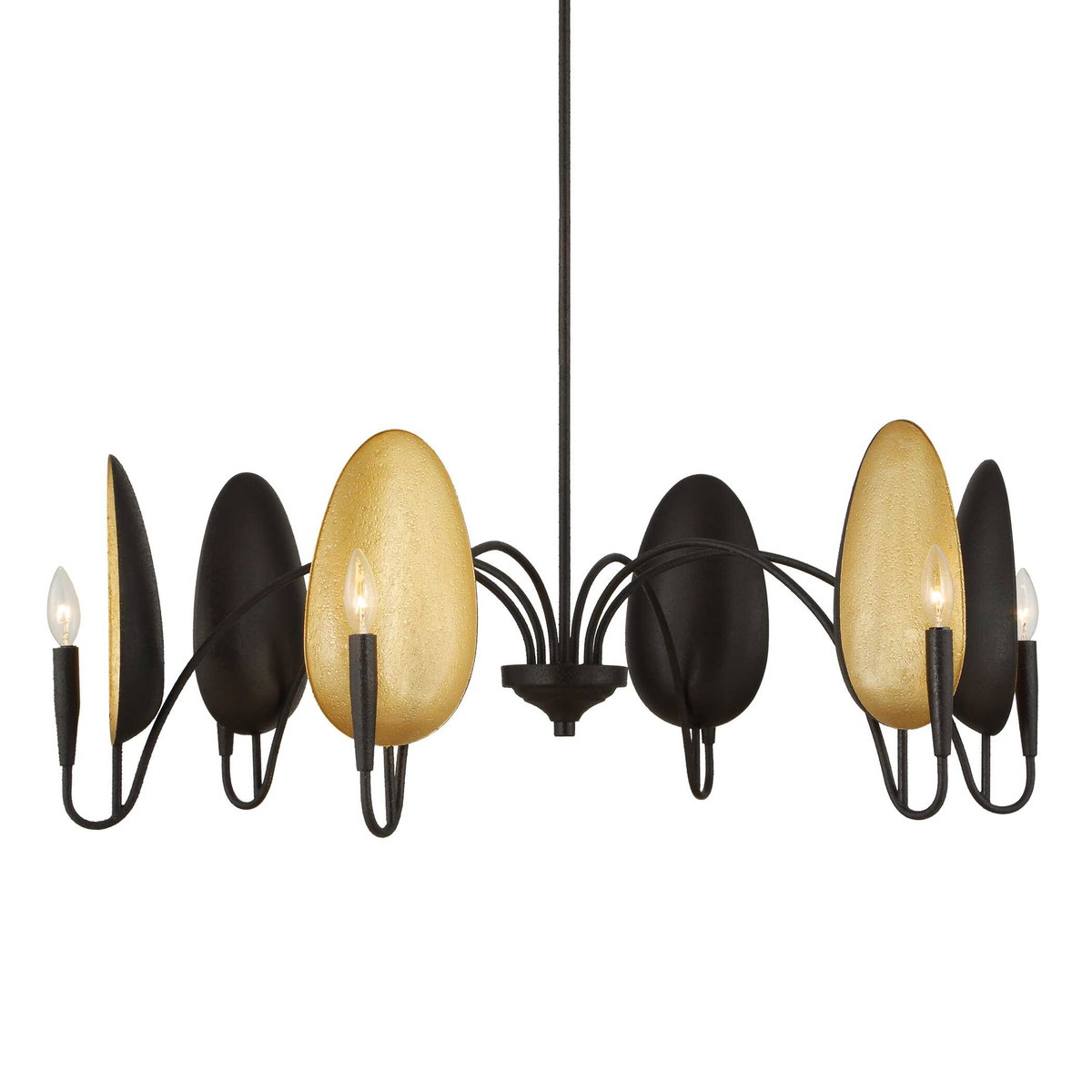 Warwick 6 Light Matte Black Chandelier, Pendant by Uttermost, 19" height x 41.5" diameter View 1