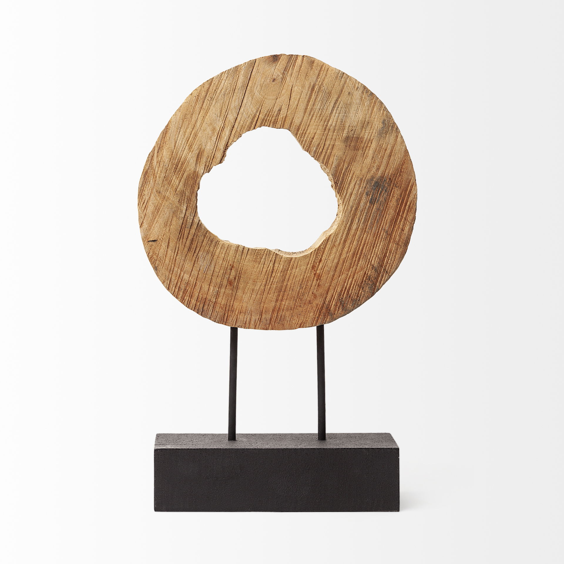 Ironwood II (Small) 13L x 4W Natural Wooden Circular Object, Decorative Object by Mercana, 12.6" length x 3.54" width x 18.75" height View 4