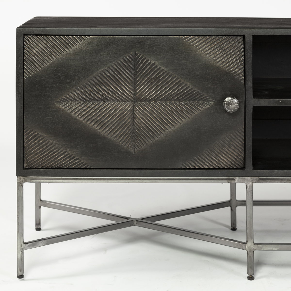 Hogarth I Dark Brown Solid Wood TV Stand Media Console with Storage, TV up to 81', by Mercana, 70.5" length x 16" width x 23.25" height View 10