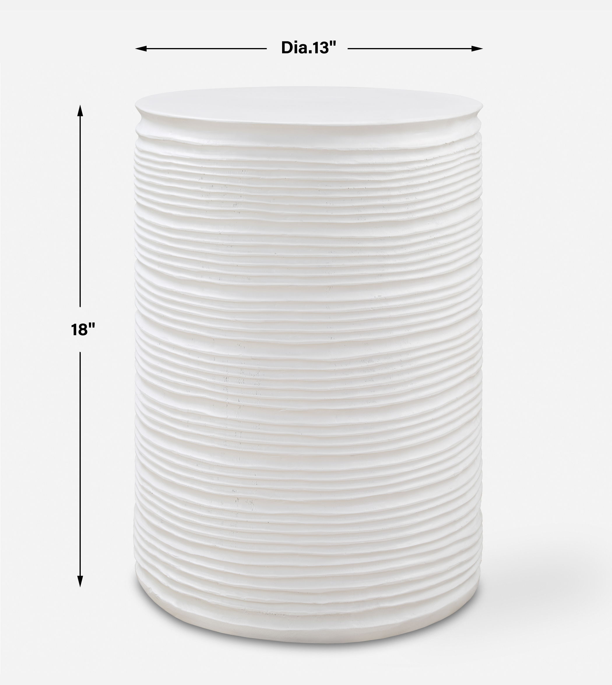 Borderline White Drum Table, Furniture by Uttermost, 13" width x 18" height x 13" depth View 3