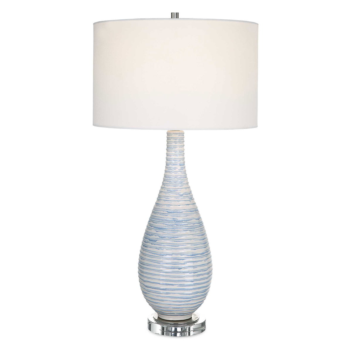 Clariot Ribbed Blue Table Lamp, by Uttermost, 16" width x 31" height x 16" depth View 1