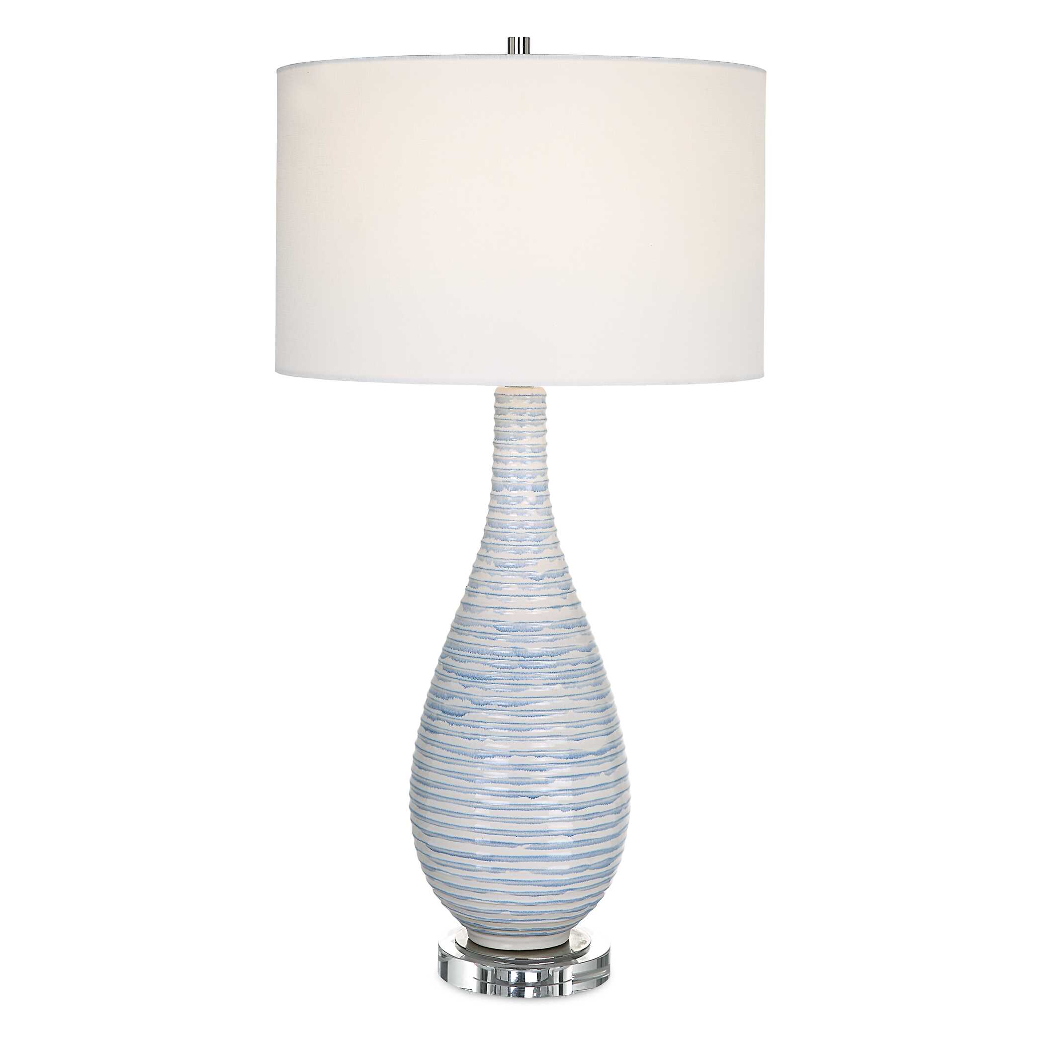 Clariot Ribbed Blue Table Lamp large image 