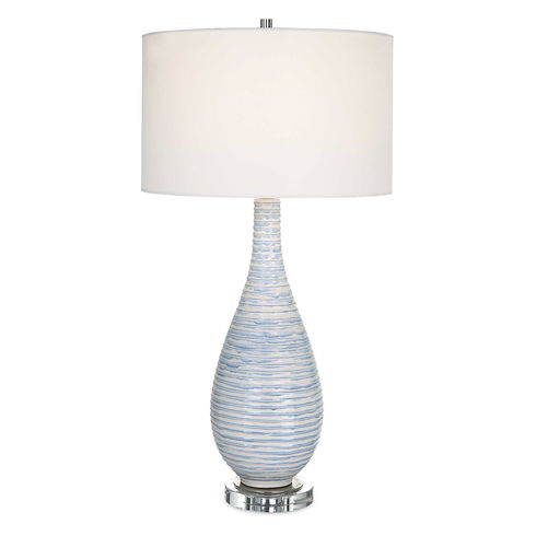 Clariot Ribbed Blue Table Lamp