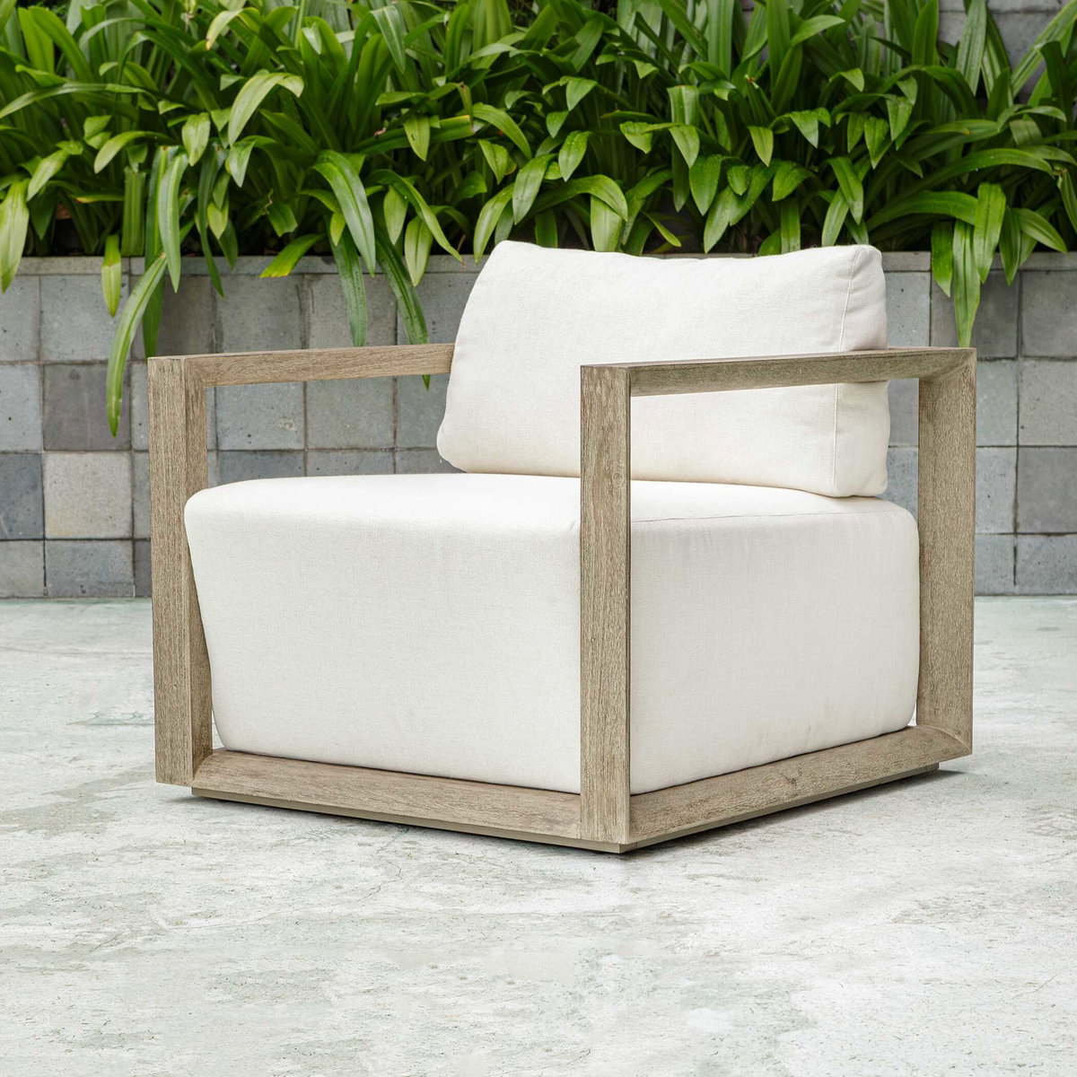 Remsen Outdoor Gray Lounge Chair, Outdoor Accent Chair by Uttermost, 2'9.5" width x 2'8" height x 2'11" depth View 2