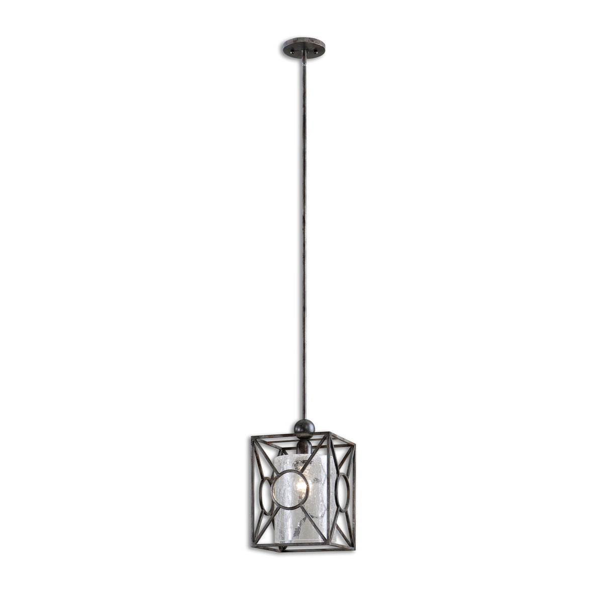 Arbela 1 Light Mini Pendant, Ceiling Light by Uttermost, 9" width x 15" height x 9" depth View 3