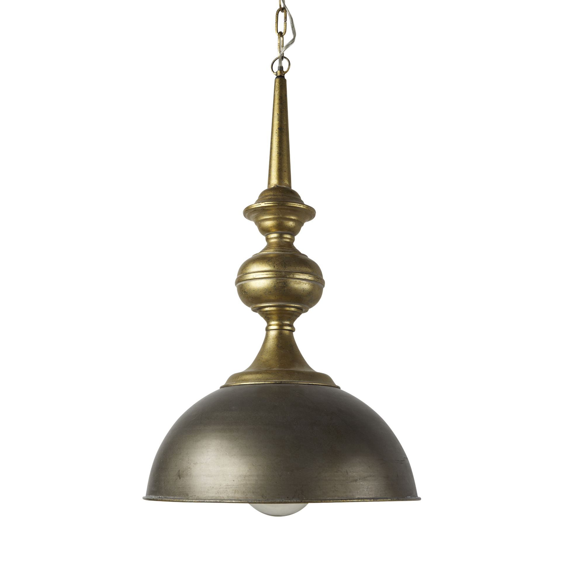 Capsa 17x29 Antique Gold and Silver Toned Metal Dome Pendant Light large image 