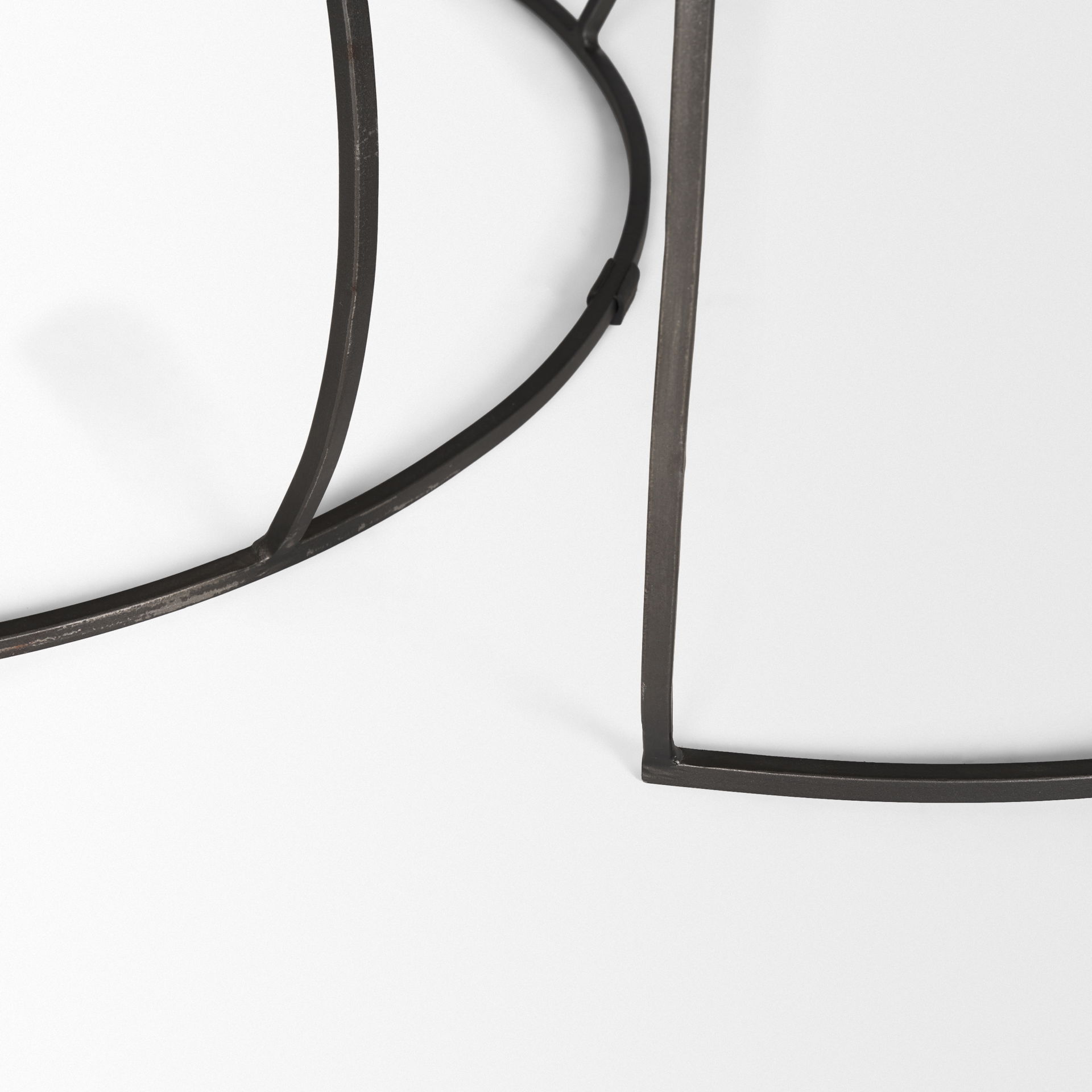 Clapp Round Light Brown with White Wash Wood and Silver Metal Nesting Coffee Tables (Set of 2), by Mercana, 44" length x 44" width x 20" height View 10