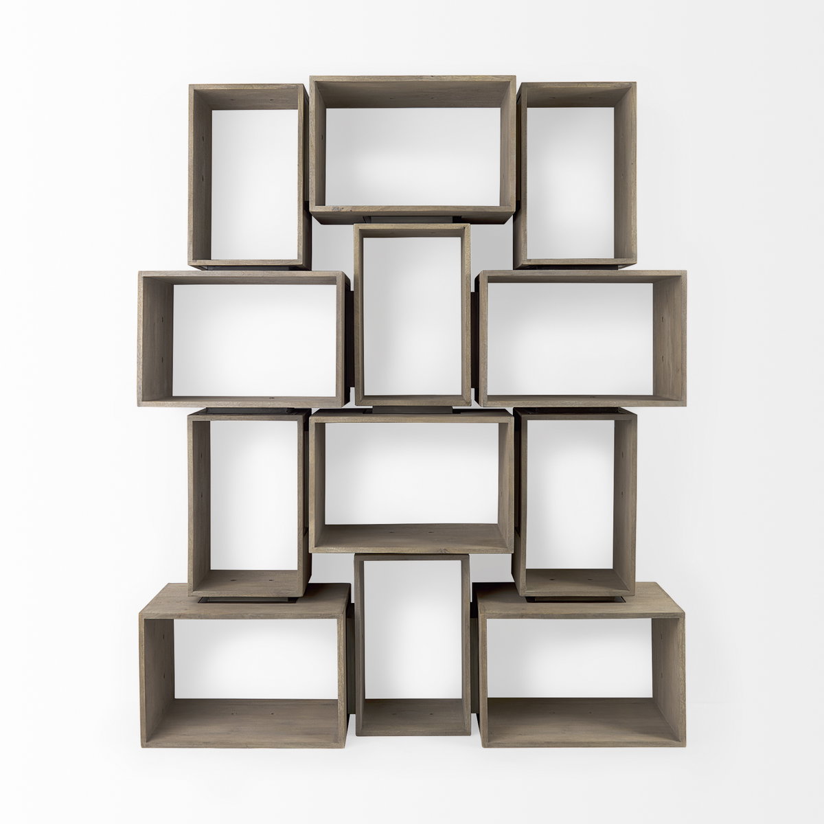 Simul (Set of 2) Light Brown Wood Modular Shelving Unit, Shelving & Bookcase by Mercana, 24" length x 16" width x 16" height View 15