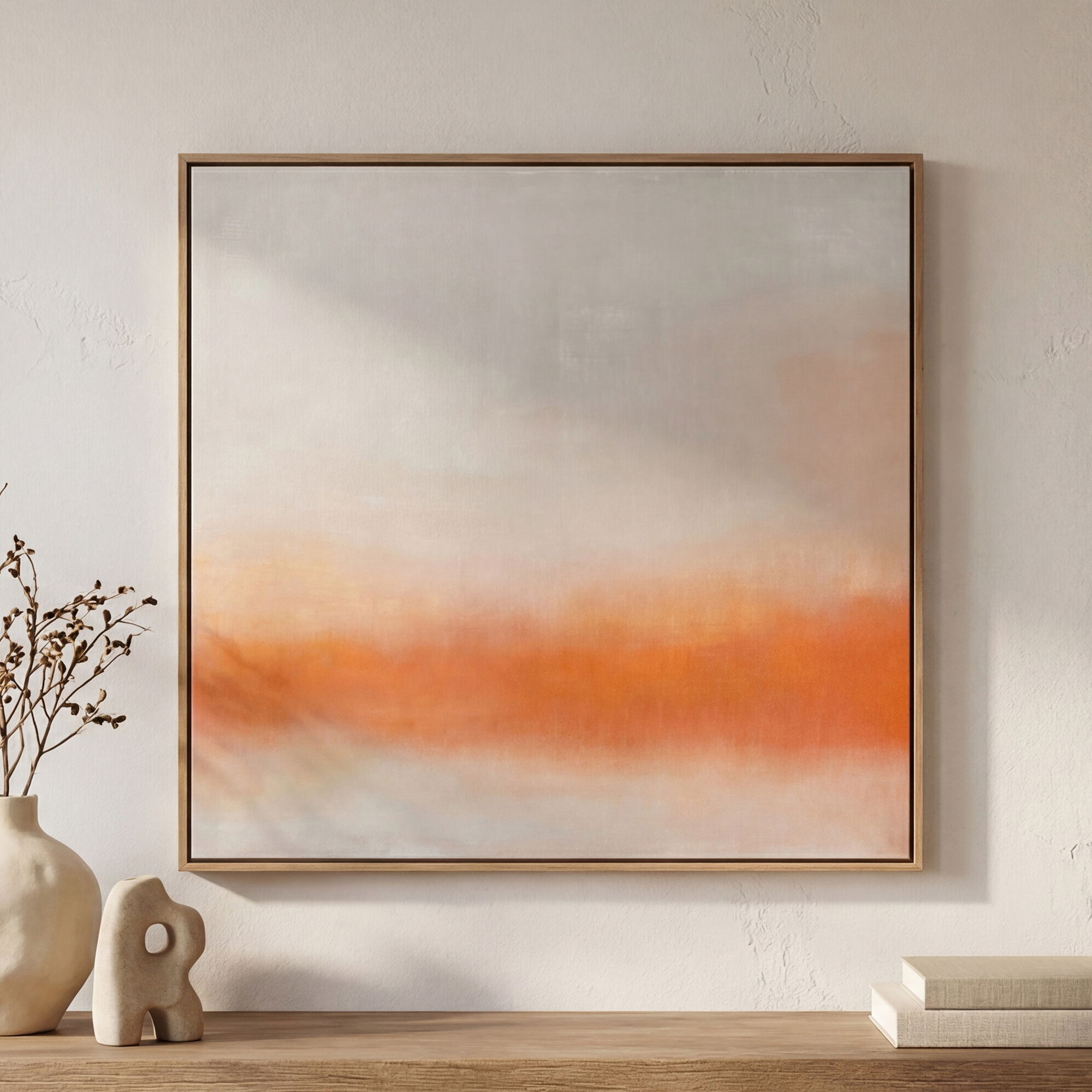 Morning Light Framed Painting Soft Orange, by Moe's Home, 48" width x 48" height x 1.75" depth View 5