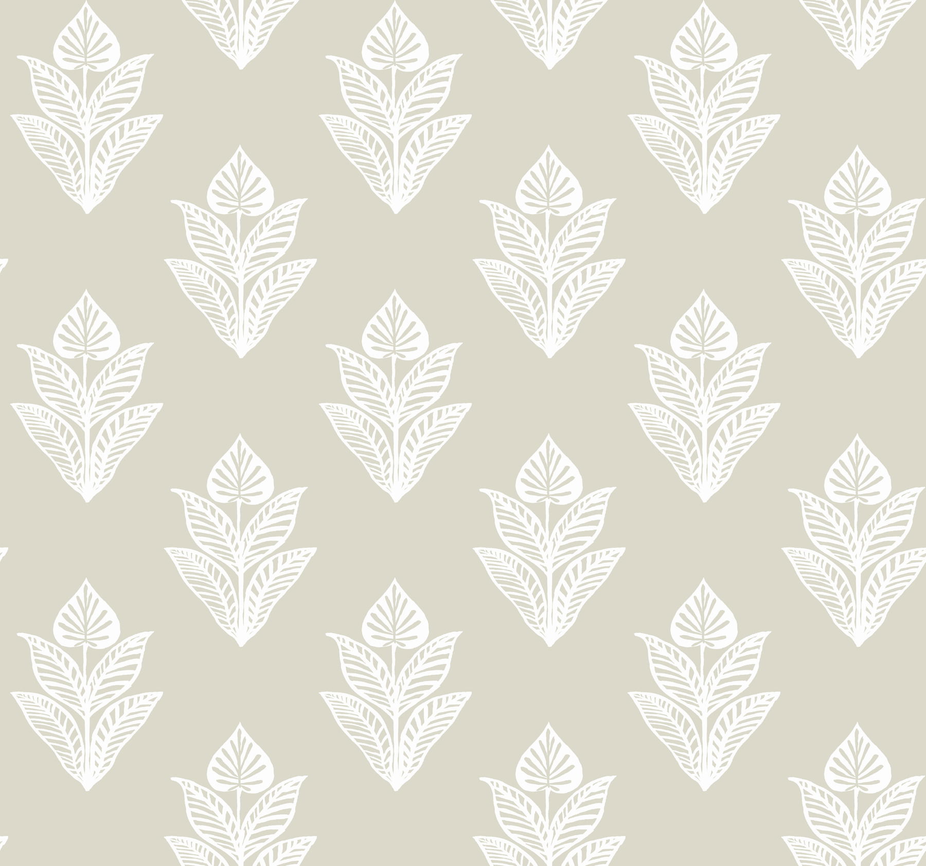 Lotus Motif Cream & White Wallpaper large image 