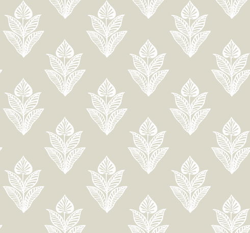Lotus Motif Cream & White Wallpaper