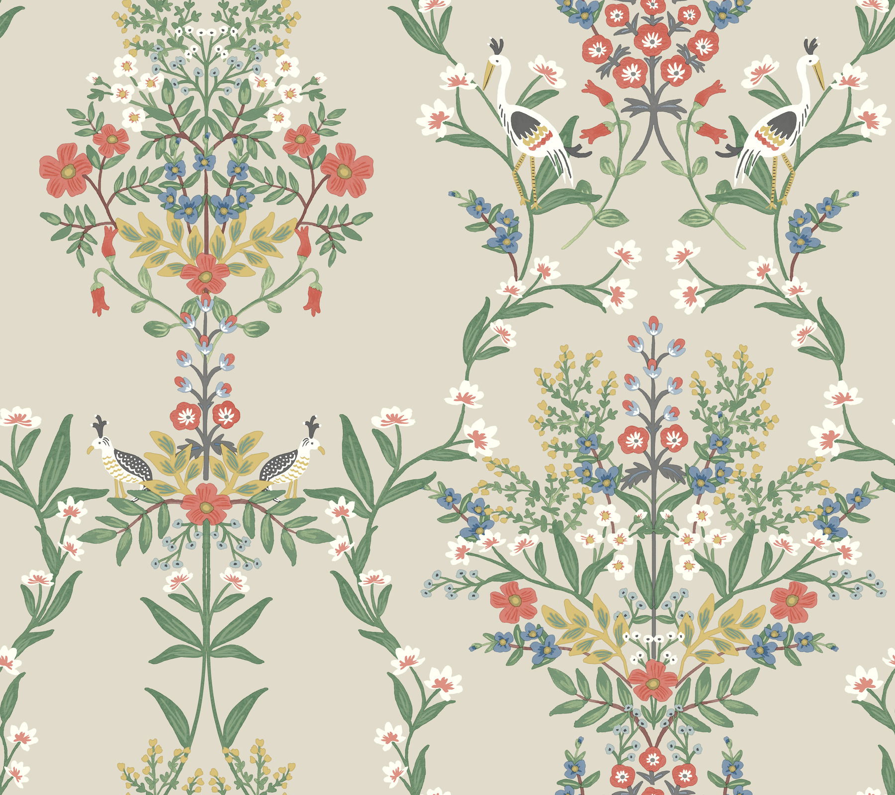 Luxembourg Beige & Red Wallpaper, by York Wall, 27' length x 2'3" width x 0.02" depth View 1