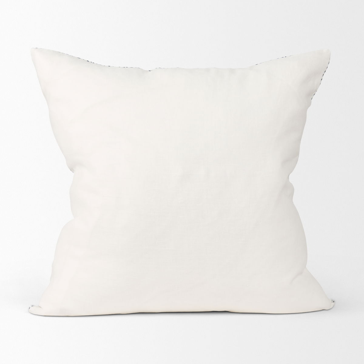 Jennelle 22x22 Cream with Indigo Print Linen Square Pillow Cover, Decorative Pillow by Mercana, 22" length x 22" width x 0.2" height View 5