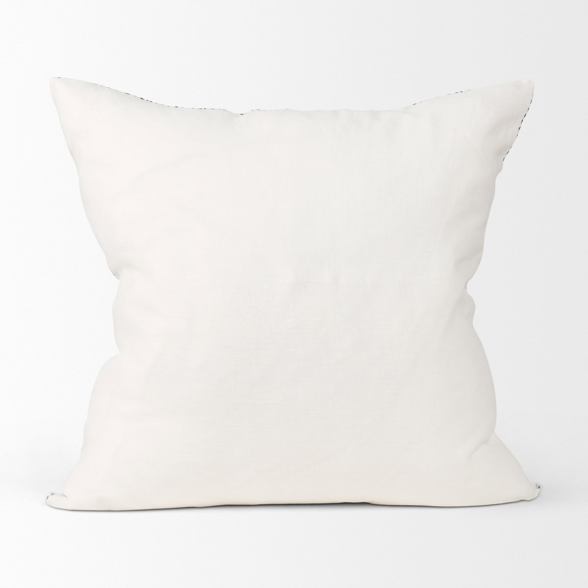 Jennelle Cream with Indigo Print Linen Square Decorative Pillow Cover, by Mercana, 22" length x 22" width x 0.2" height View 5