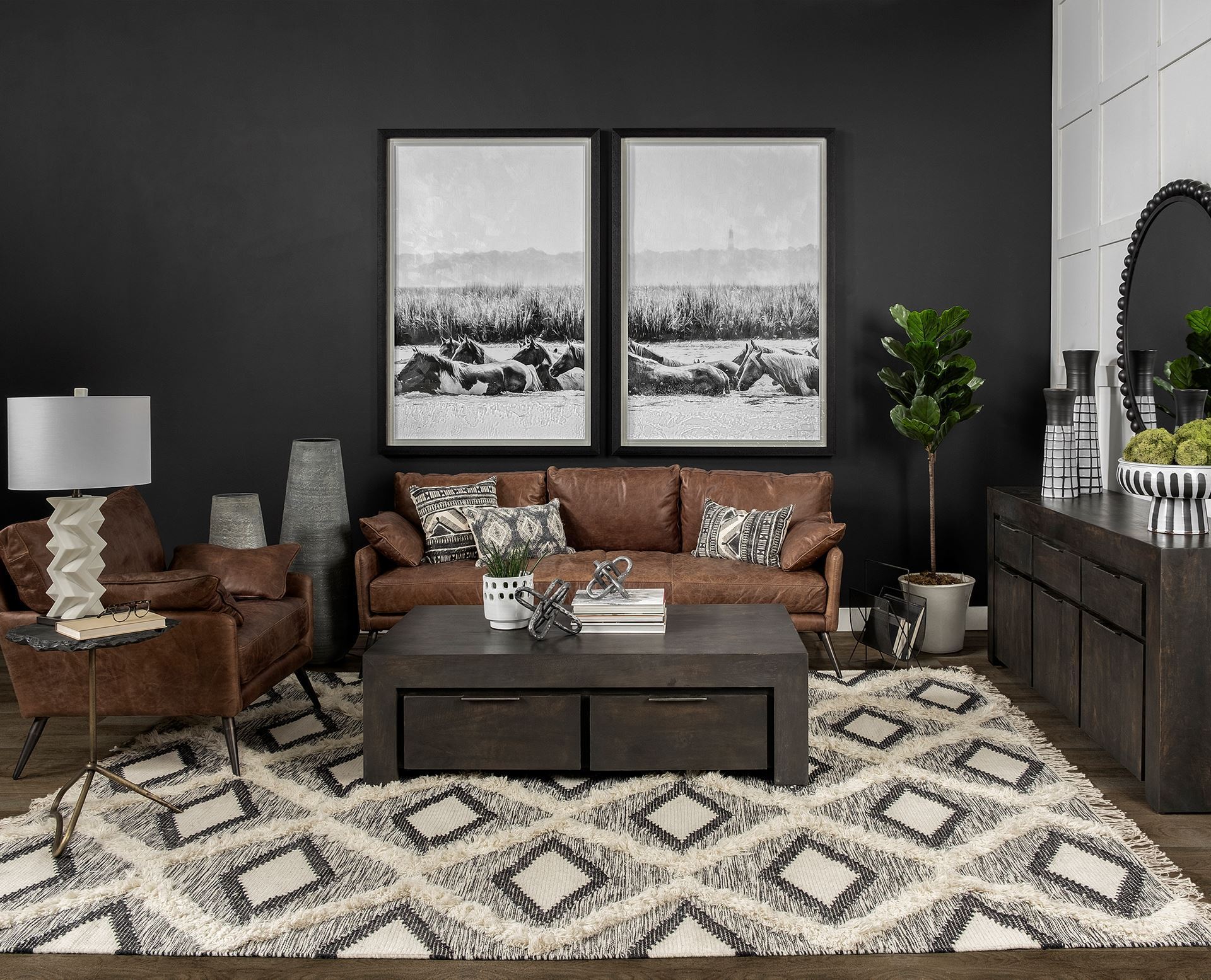 Cochrane II 82L x 33W x 32.25H Brown Leather Three Seater Sofa large image 