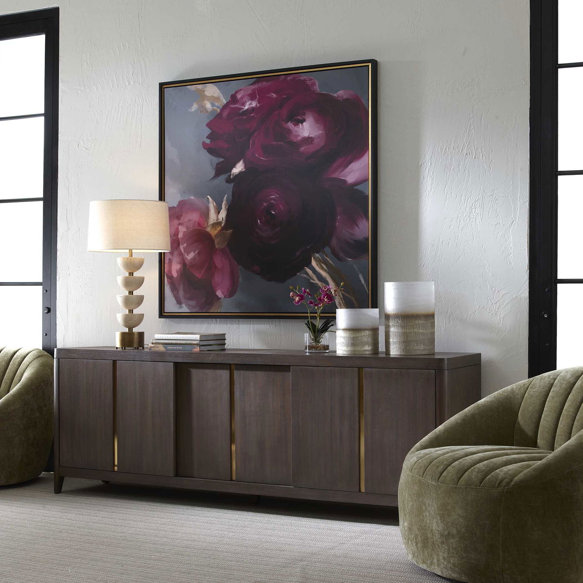 Plum Ranculus Framed Floral Art, by Uttermost, 50.7" width x 50.7" height x 2" depth View 3