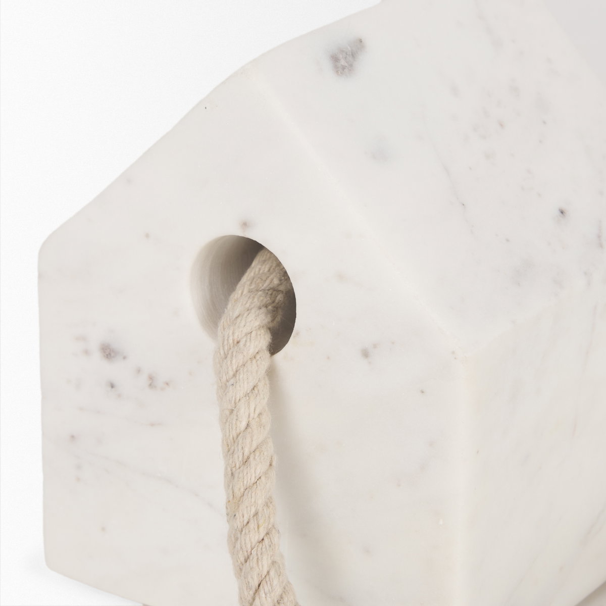 Raena White Marble House Door Stopper, Decorative Object by Mercana, 4" length x 4" width x 4.75" height View 9