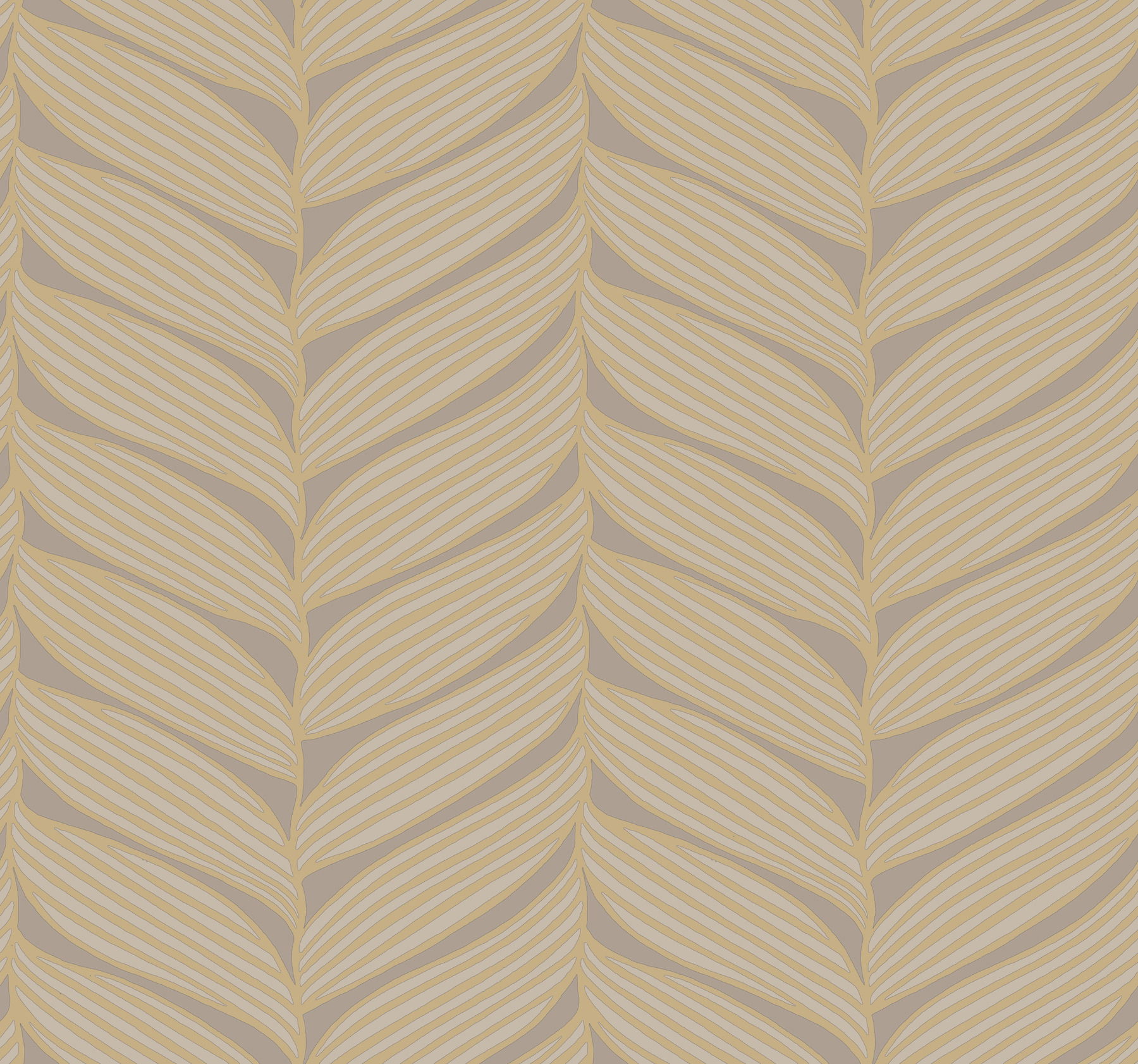 Luminous Leaves Grey & Gold Wallpaper large image 