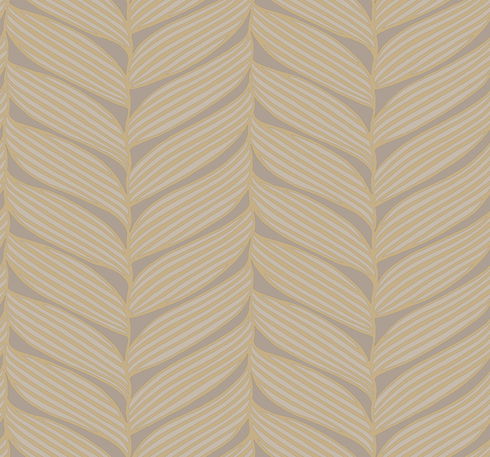 Luminous Leaves Grey & Gold Wallpaper