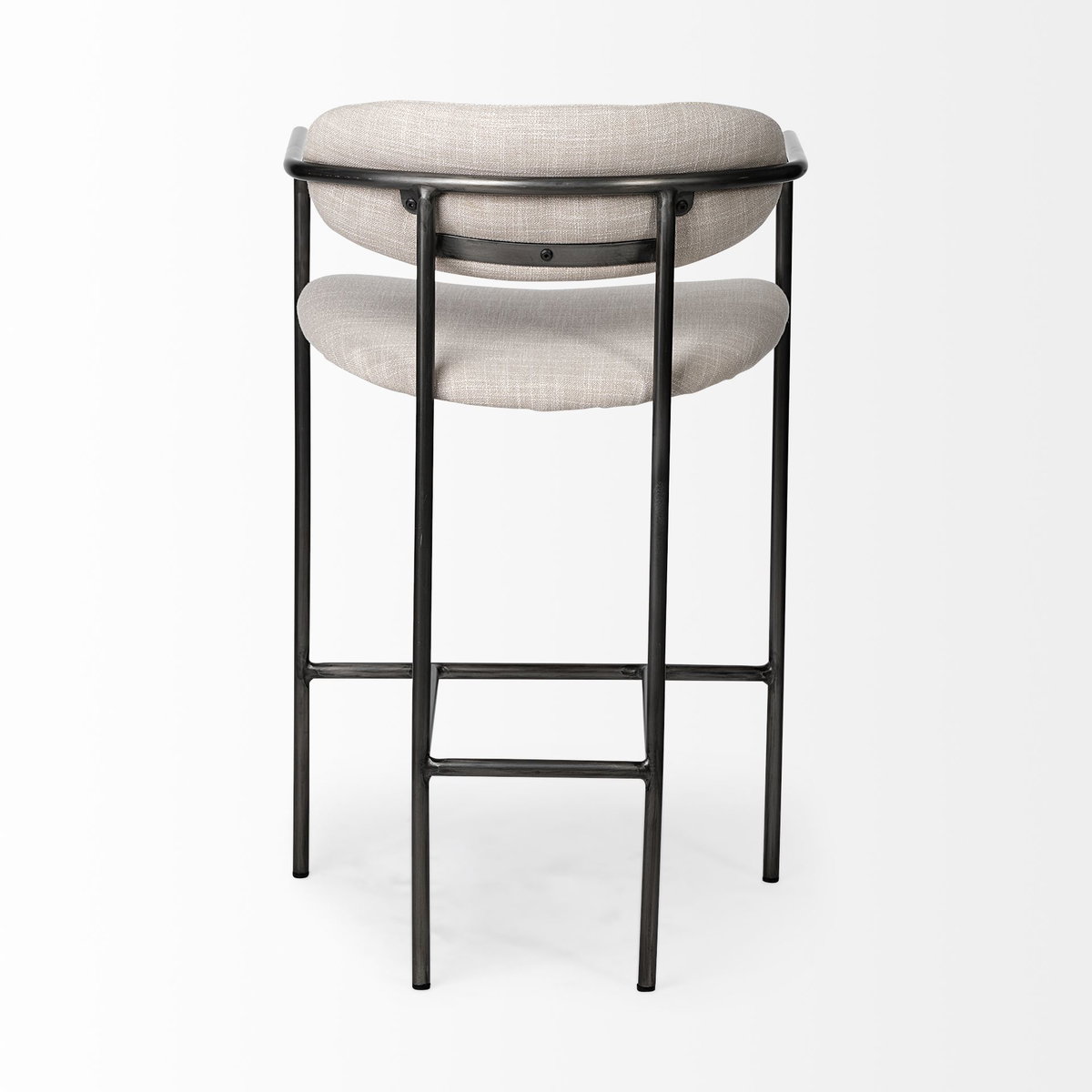 Parker Backless 36in Seat Counter Stool | Beige Fabric with Grey Metal, Counter & Bar Stool by Mercana, 19" length x 19.75" width x 36" height View 9