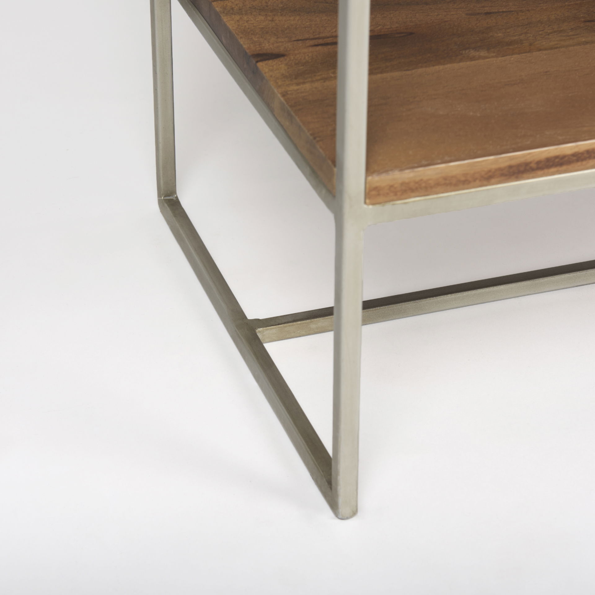 Morris III 47.25 X 15 X 75.5  Brown Wood and Silver Metal Frame 6 Shelf Shelving Unit, Shelving & Bookcase by Mercana, 47.25" length x 15" width x 75.5" height View 12