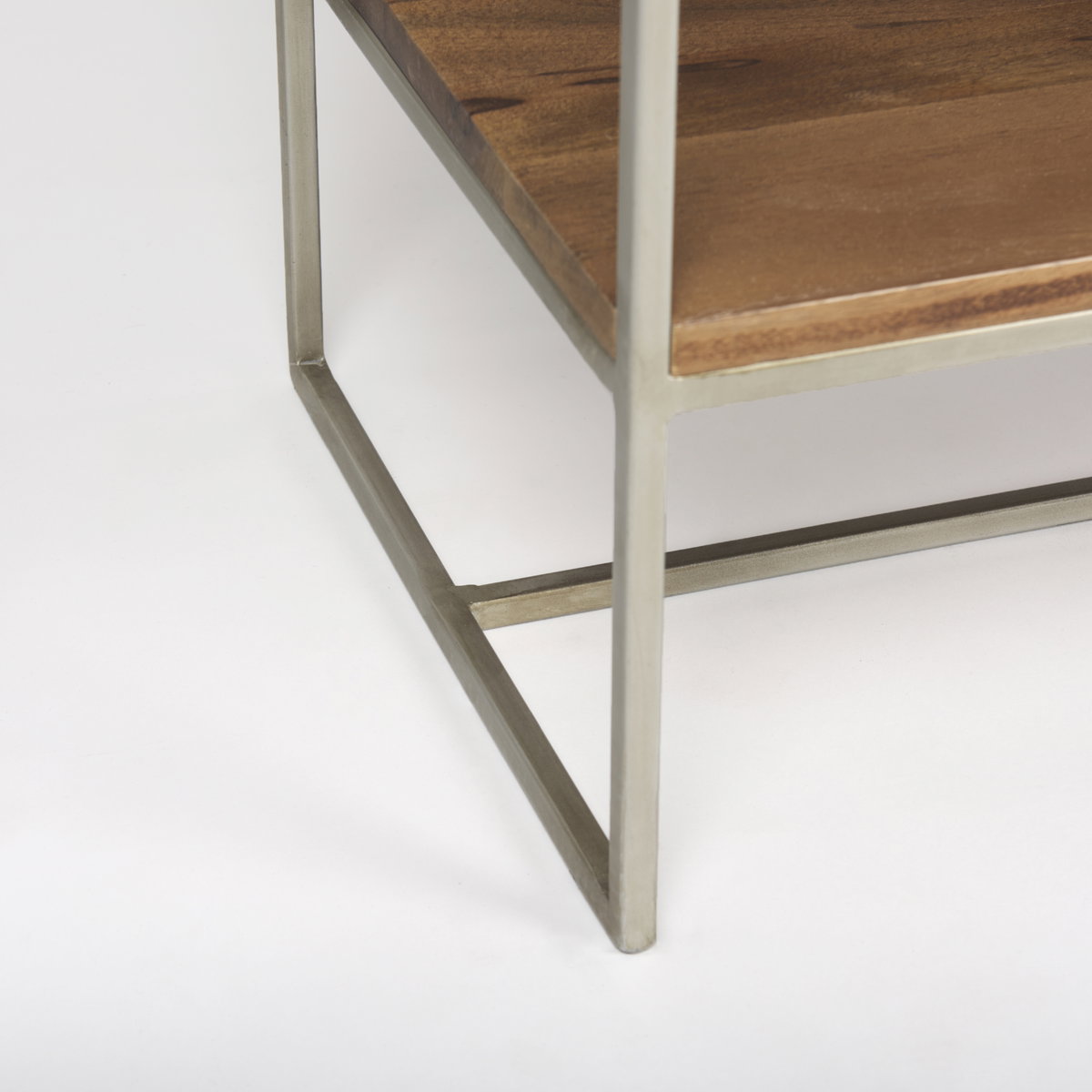 Morris III 47.25 X 15 X 75.5  Brown Wood and Silver Metal Frame 6 Shelf Shelving Unit, Shelving & Bookcase by Mercana, 47.25" length x 15" width x 75.5" height View 12