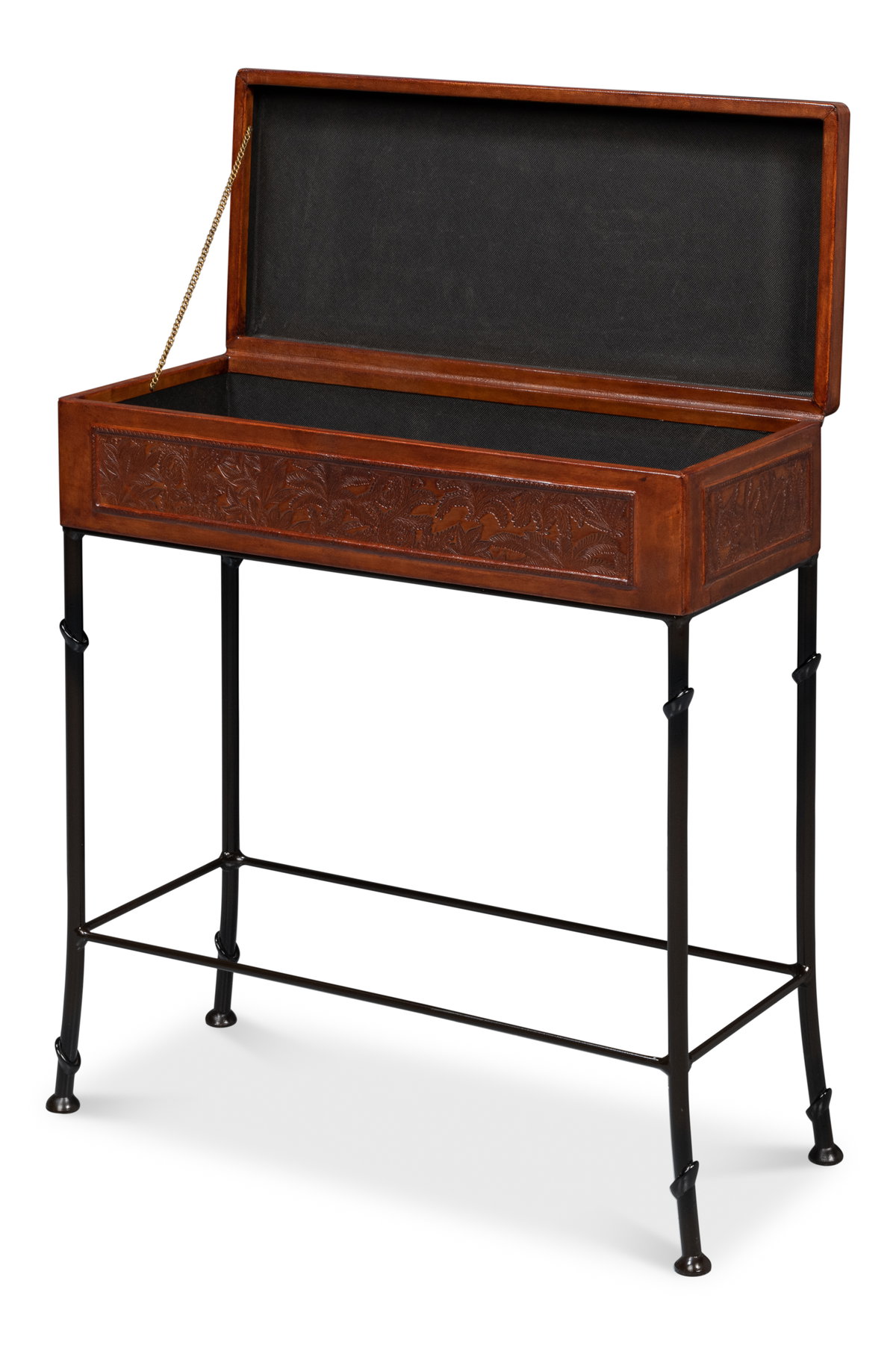 Botanical Leather Box On Stand, by Sarreid, 10" length x 2' width x 2'1" height View 9