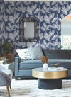 King Palm Silhouette Navy Wallpaper, by York Wall, 33' length x 1'8.5" width x 0.02" depth thumbnail 3