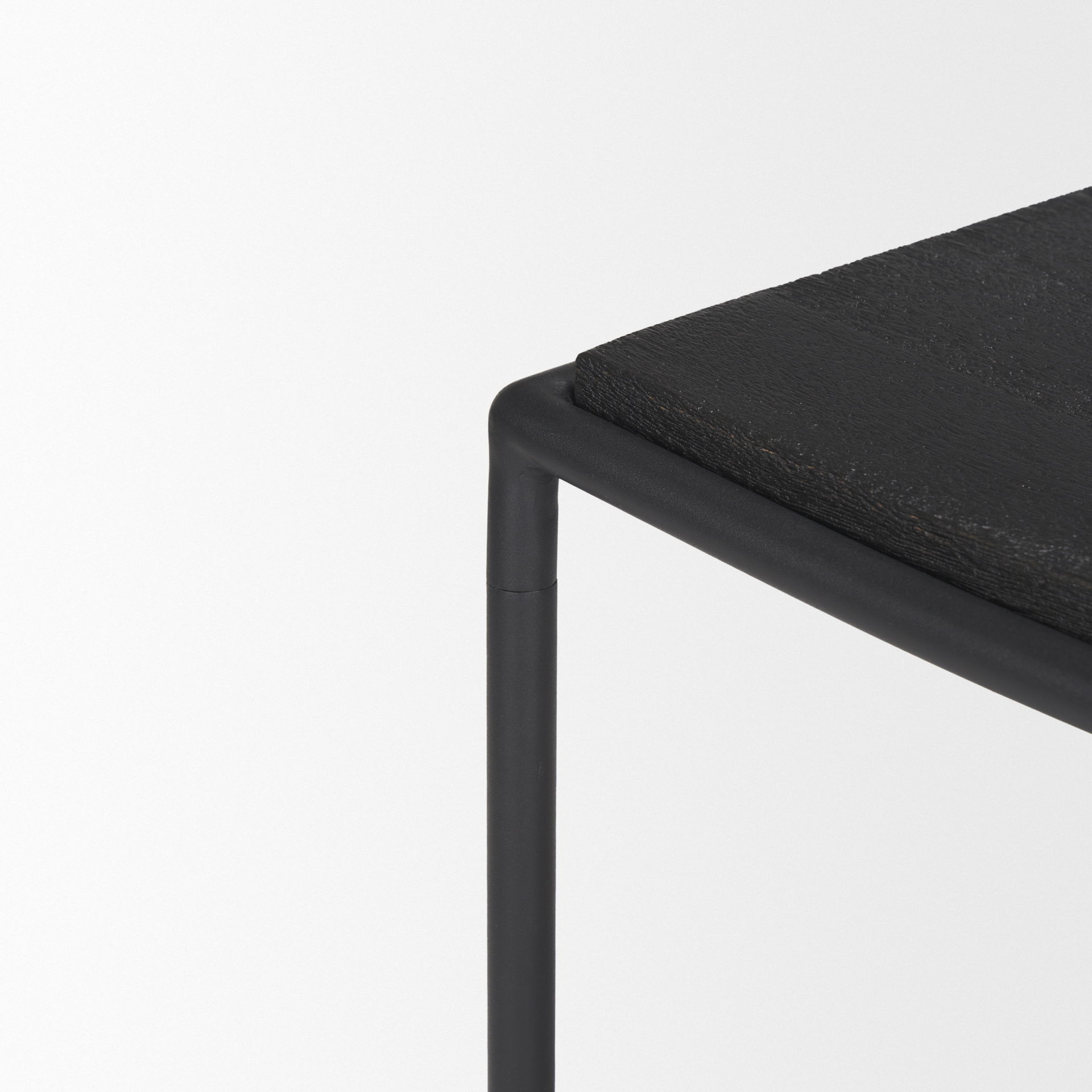 Taniel Textured Black Wood with Black Metal Stool large image 