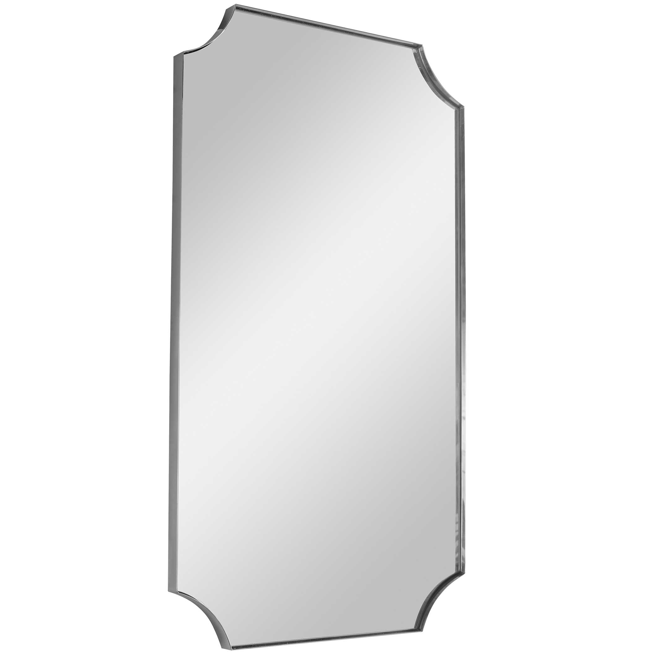 Lennox Nickel Scalloped Corner Mirror, by Uttermost, 22.12" width x 40.12" height x 1.25" depth View 5