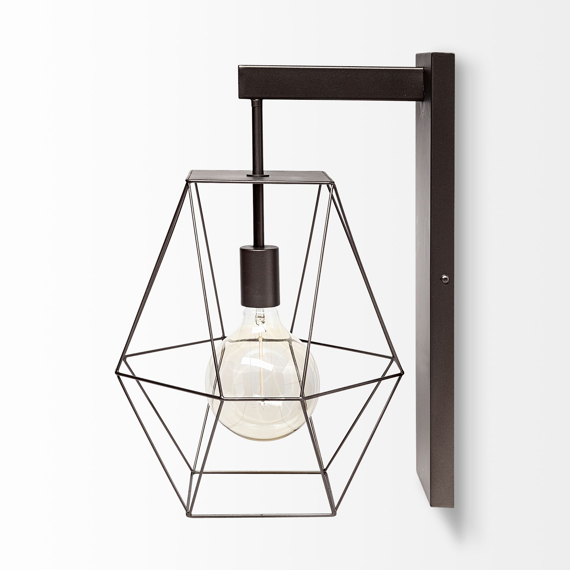 Cordova 12x19 Gray Metal Hanging Bulb Caged Wall Sconce large image 