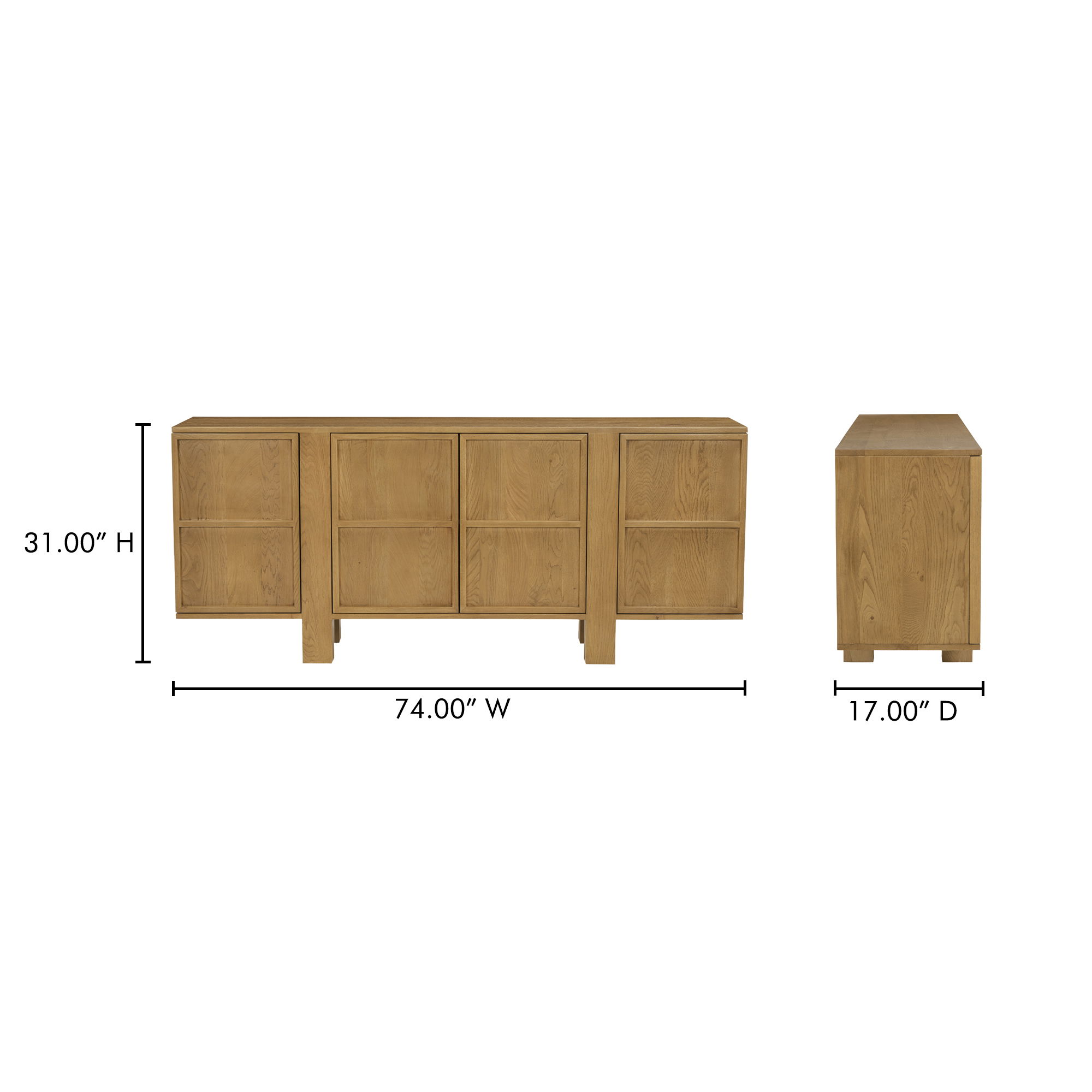 Henley Sideboard Brown, Cabinets & Sideboard by Moe's Home, 74" width x 31" height x 17" depth View 11