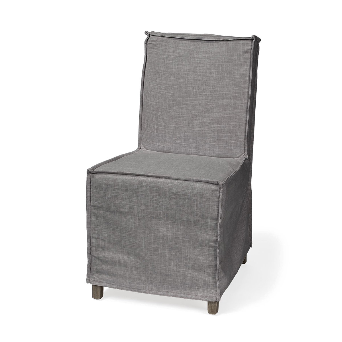 Elbert Solid Back Dining Side Chair | Grey Fabric with Brown Wood, Dining Chair by Mercana, 19.25" length x 21.75" width x 35.25" height View 1